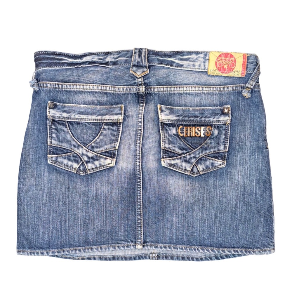 Le Temps des Cerises Denim Mini Skirt Womens 28 Blue Good Y2K Metal Hardware